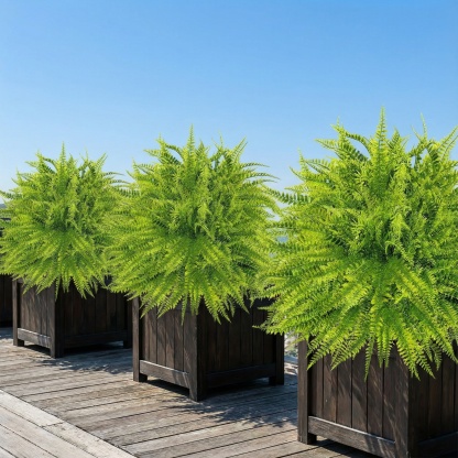 UV Resistant Lush Artificial Boston Fern with Integrated Ground Stake