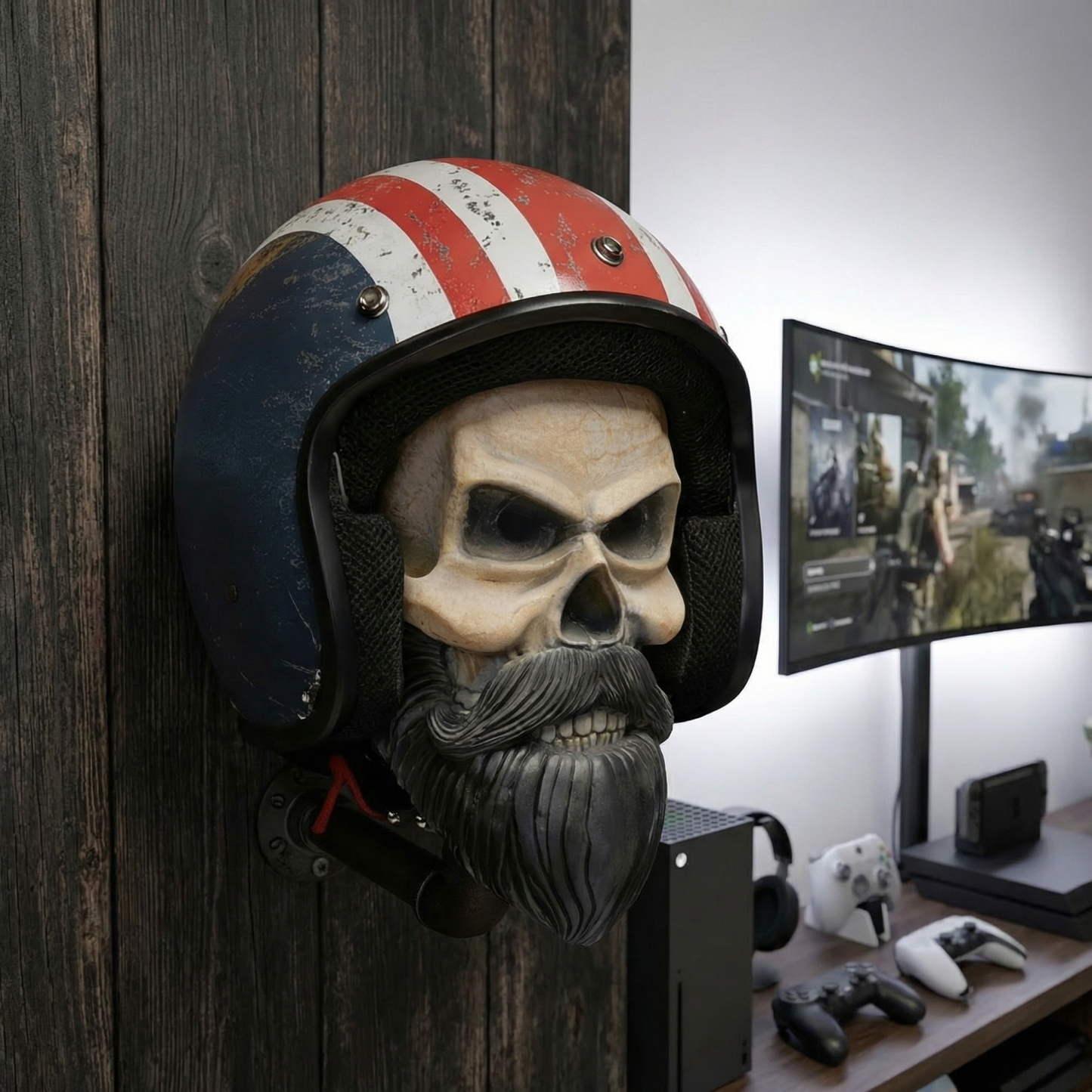 Skull Wall Sculpture Helmet Pendant Mask