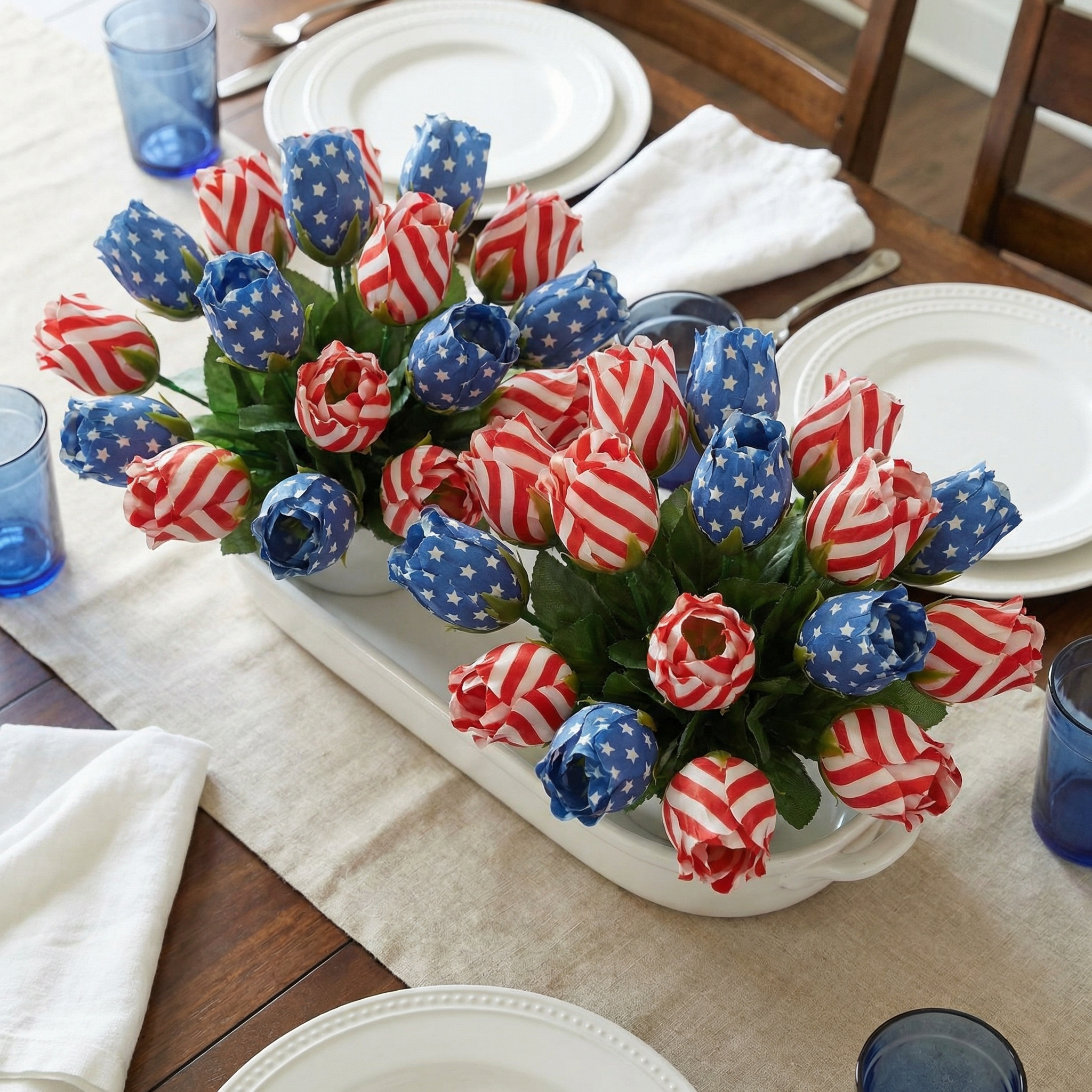 Silk Patriotic Tulip Flowers Bouquet