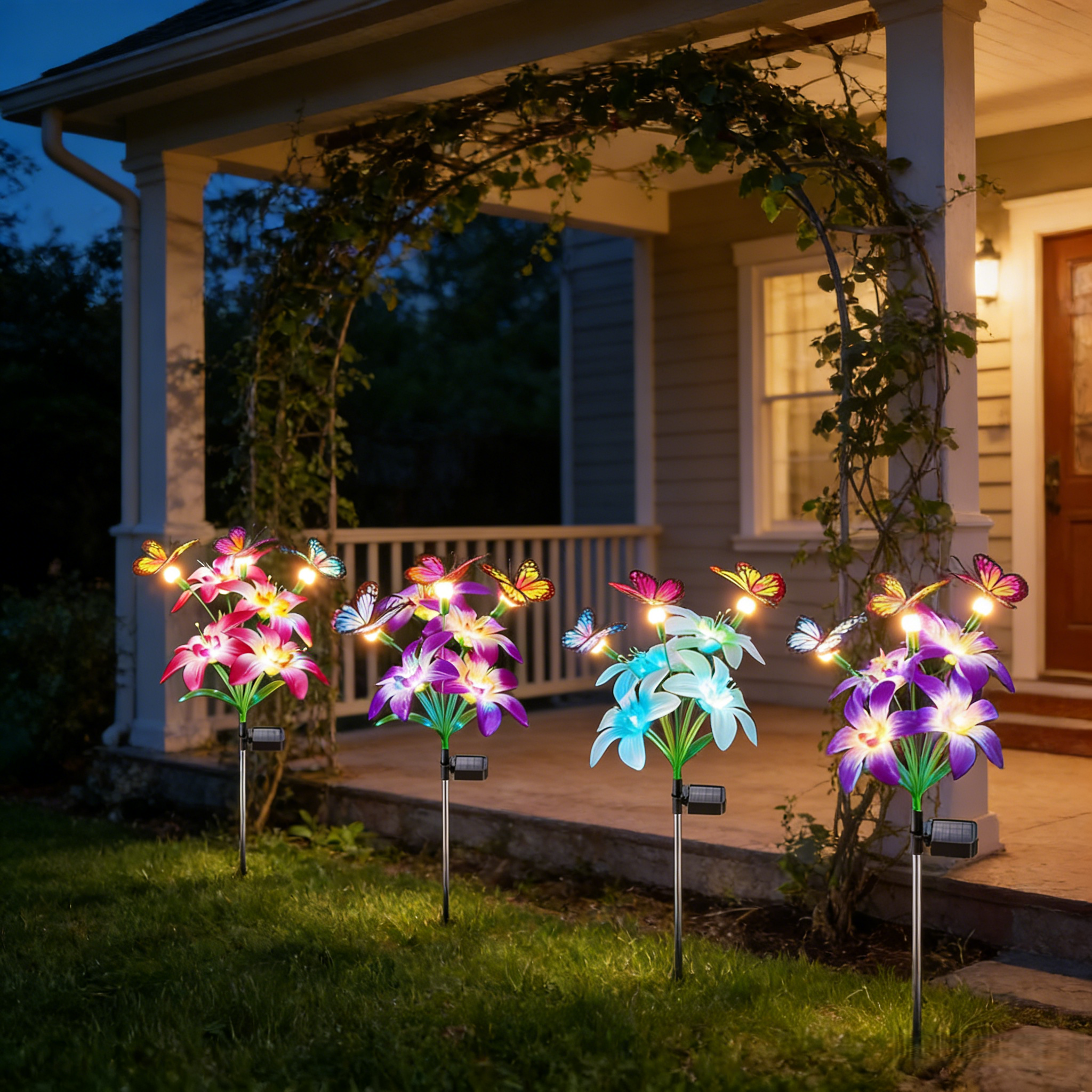 Solar Lights Color Changing Lilies and Butterflies