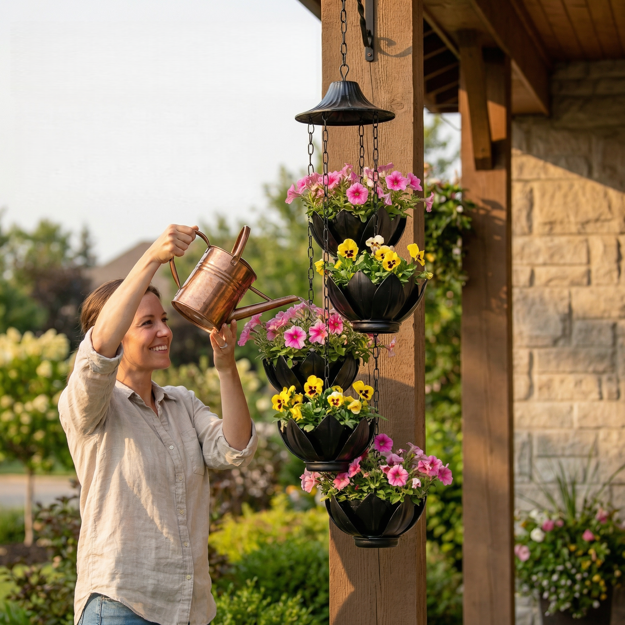 Hanging Black Iron Planter Basket