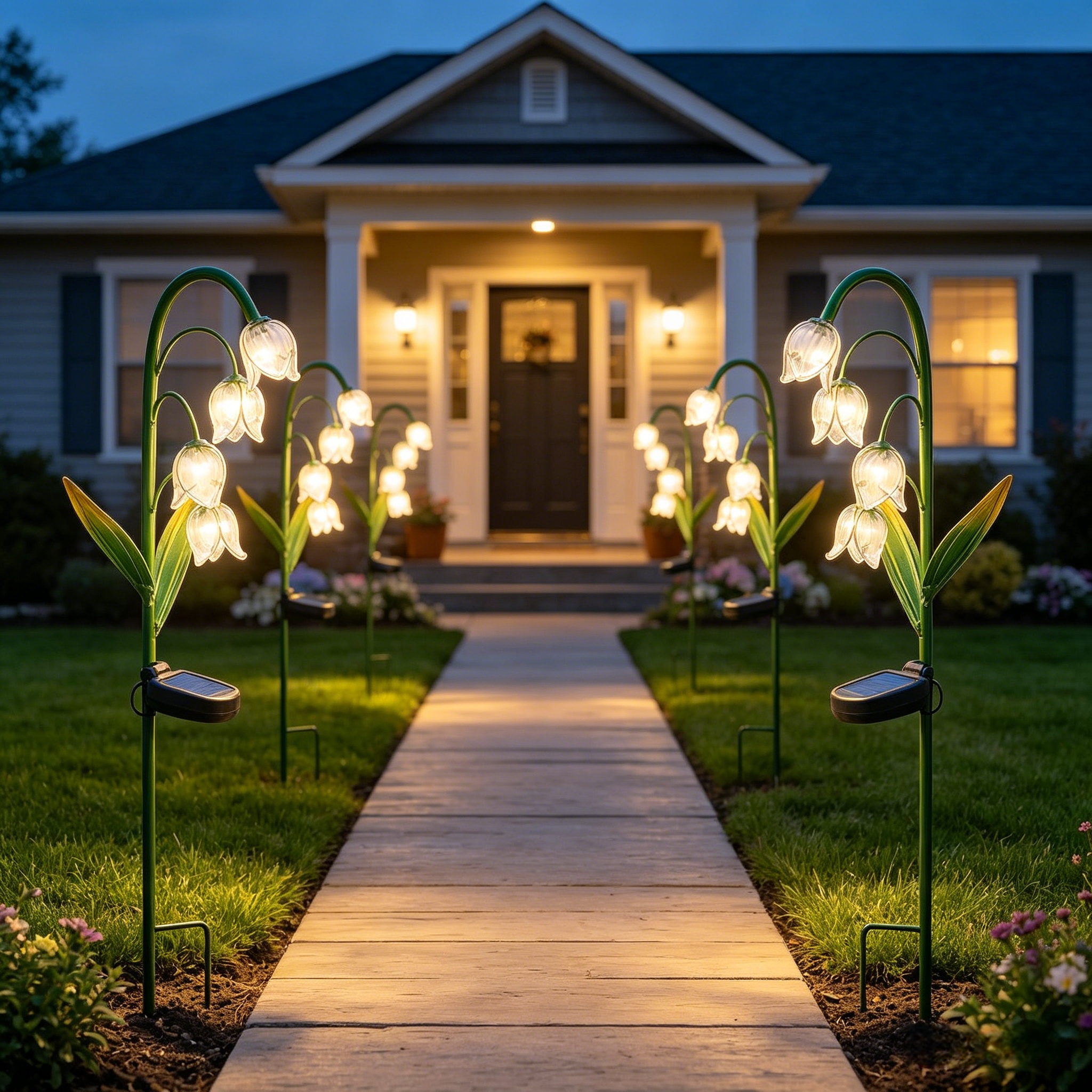 Artisanal Glass Lily of the Valley Solar Stakes