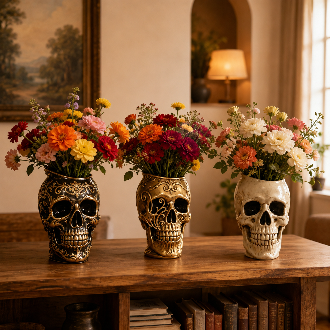 Gothic Skull Flower Vase