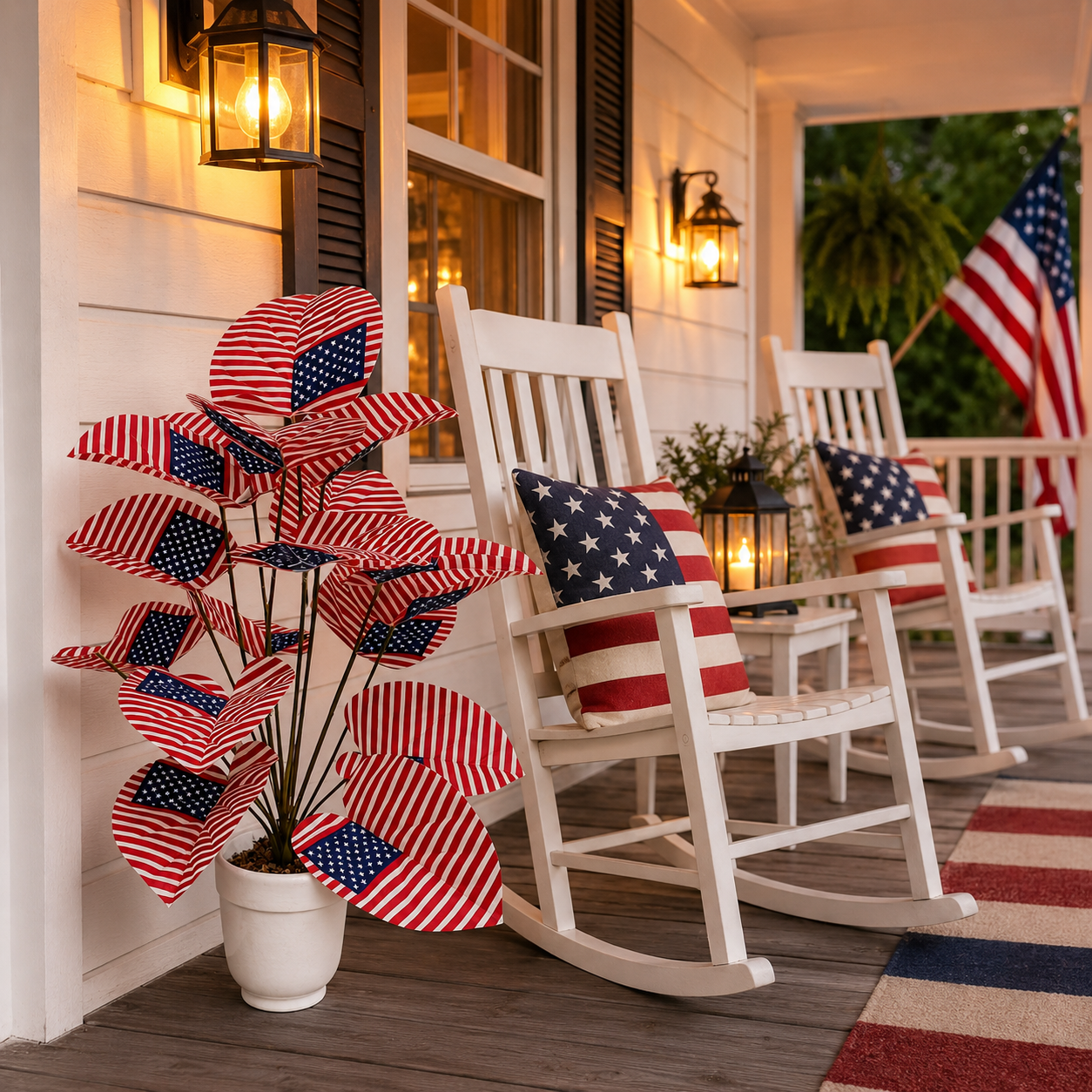 Patriotic Faux Plant Decor for Porch & Entryway