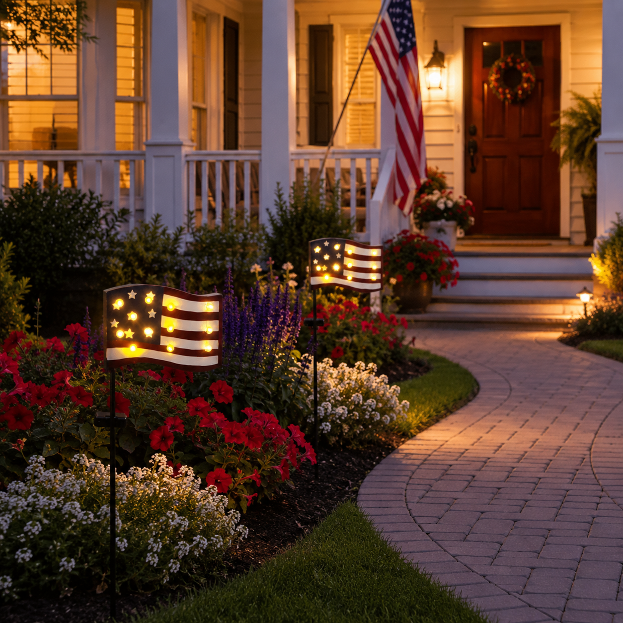 Solar Patriotic Star Garden Stake Light