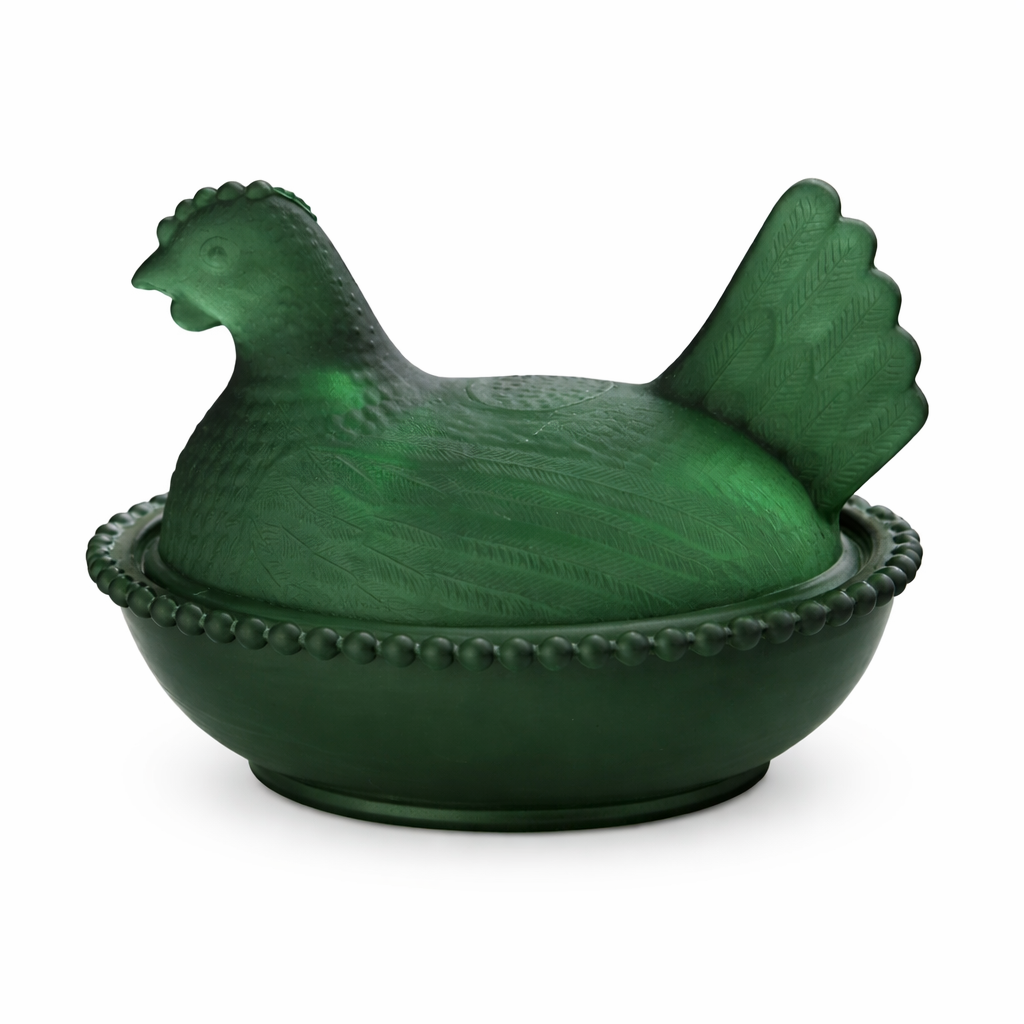 Elegant And Durable Chicken-Shaped Crystal Glass Storage Jar