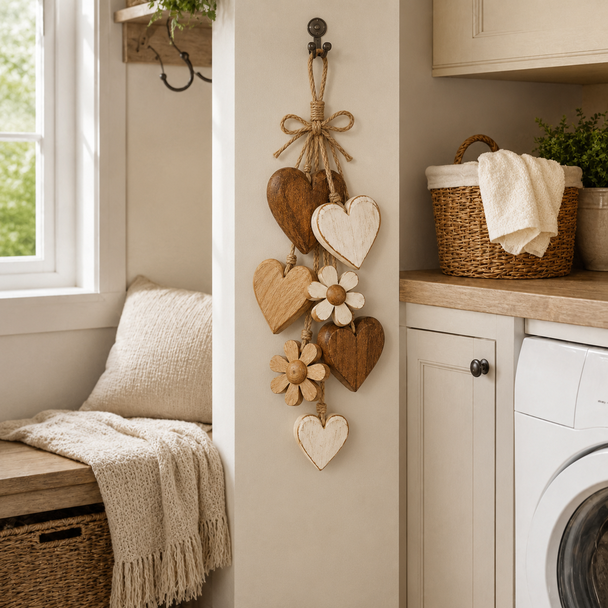 Rustic Wooden Heart & Daisy Wall Hanging