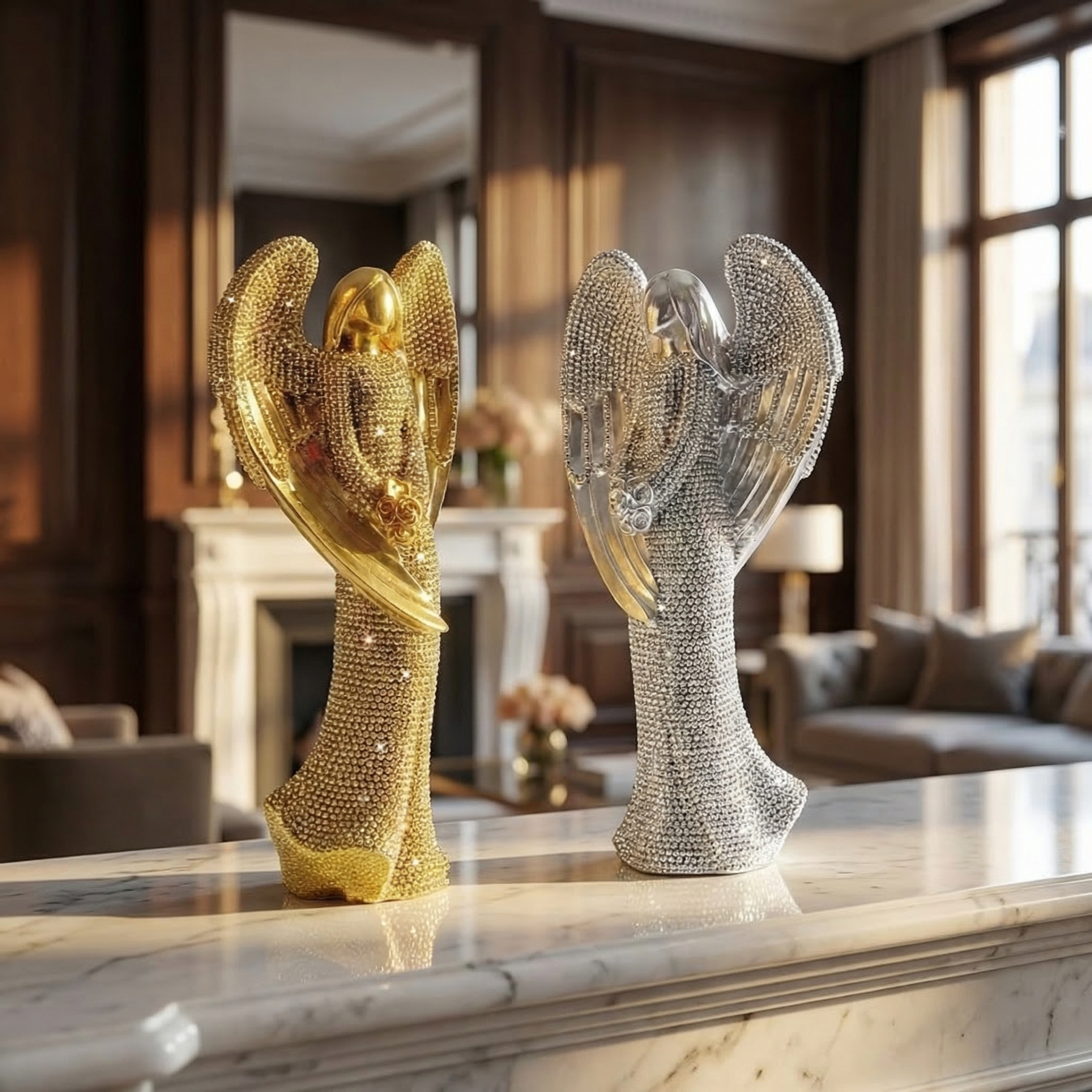 Elegant Angel Holding Rose Figurine