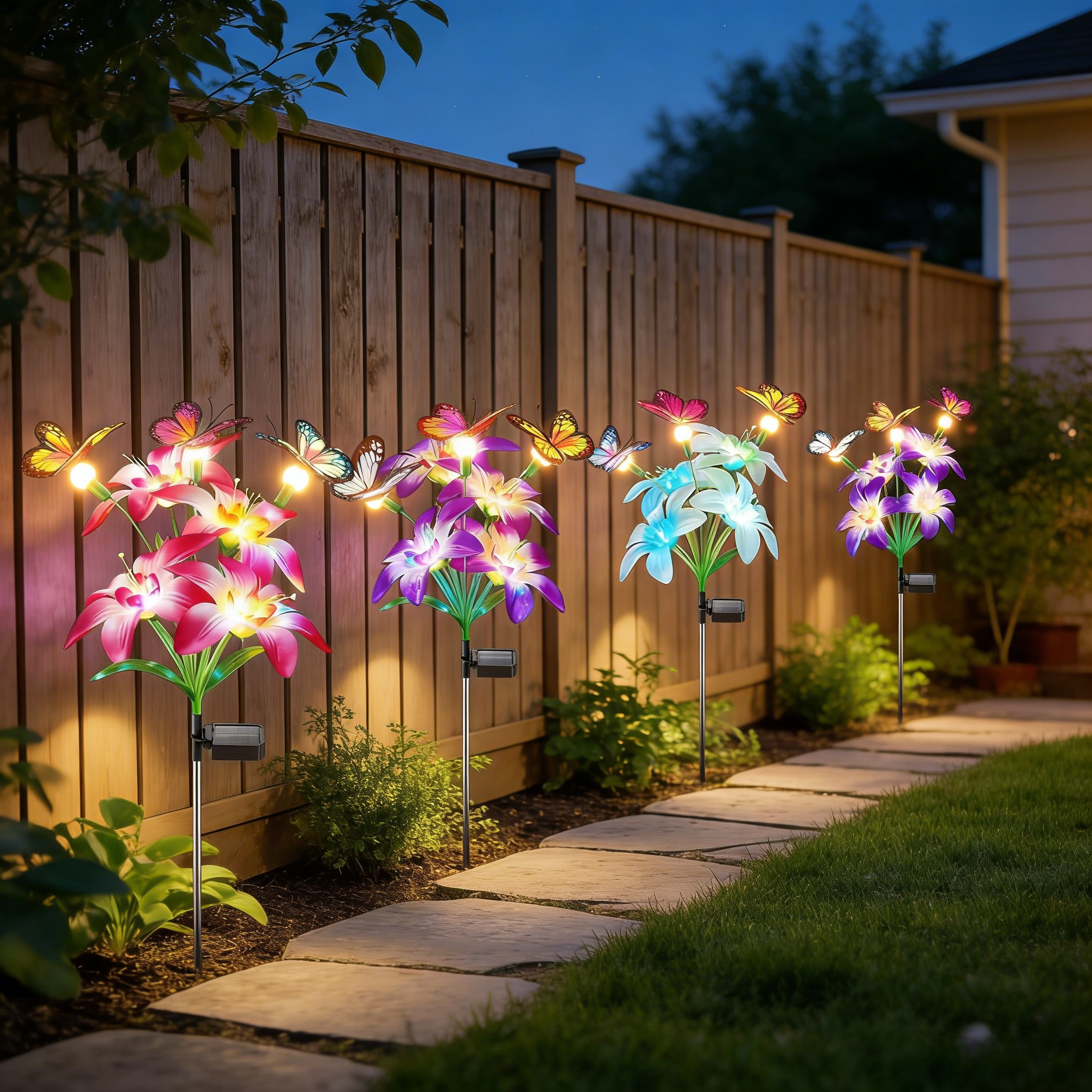 Solar Lights Color Changing Lilies and Butterflies