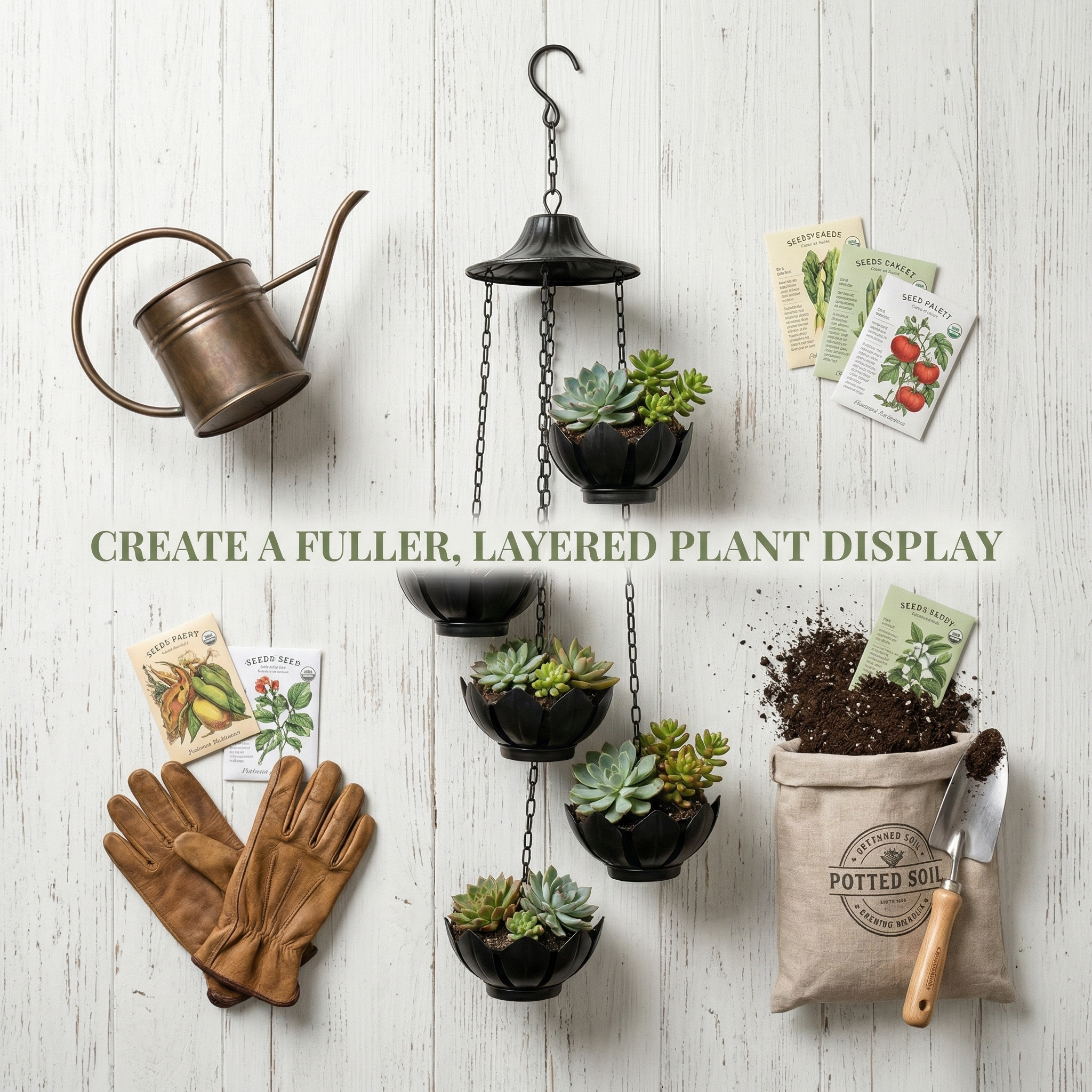 Hanging Black Iron Planter Basket