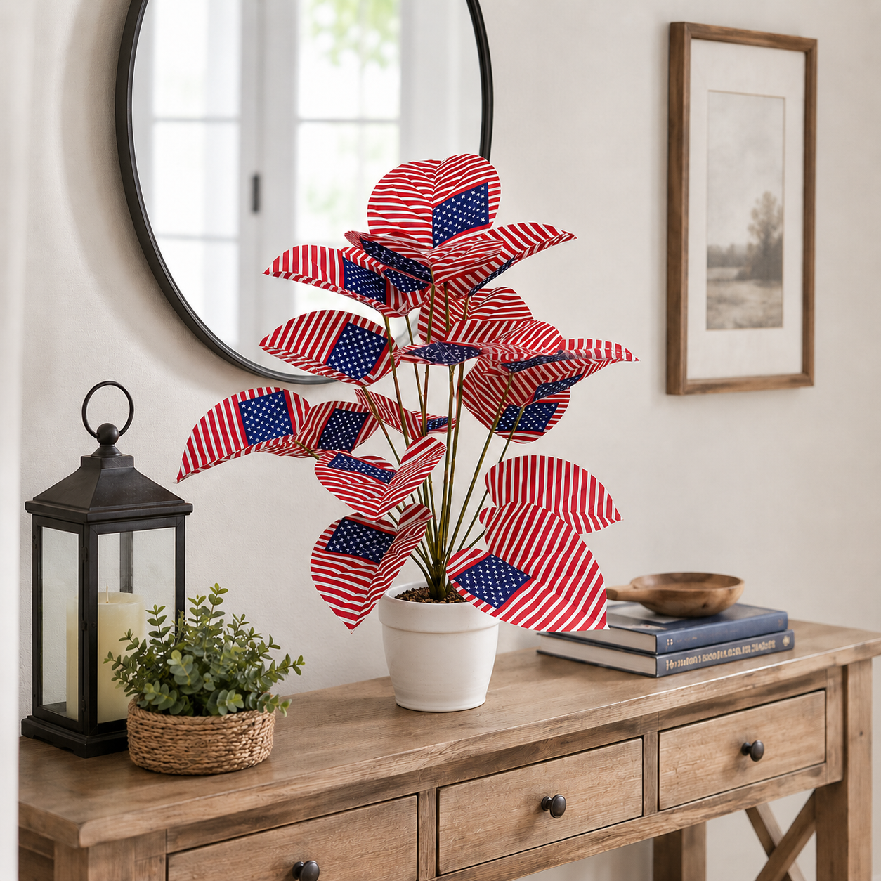 Patriotic Faux Plant Decor for Porch & Entryway