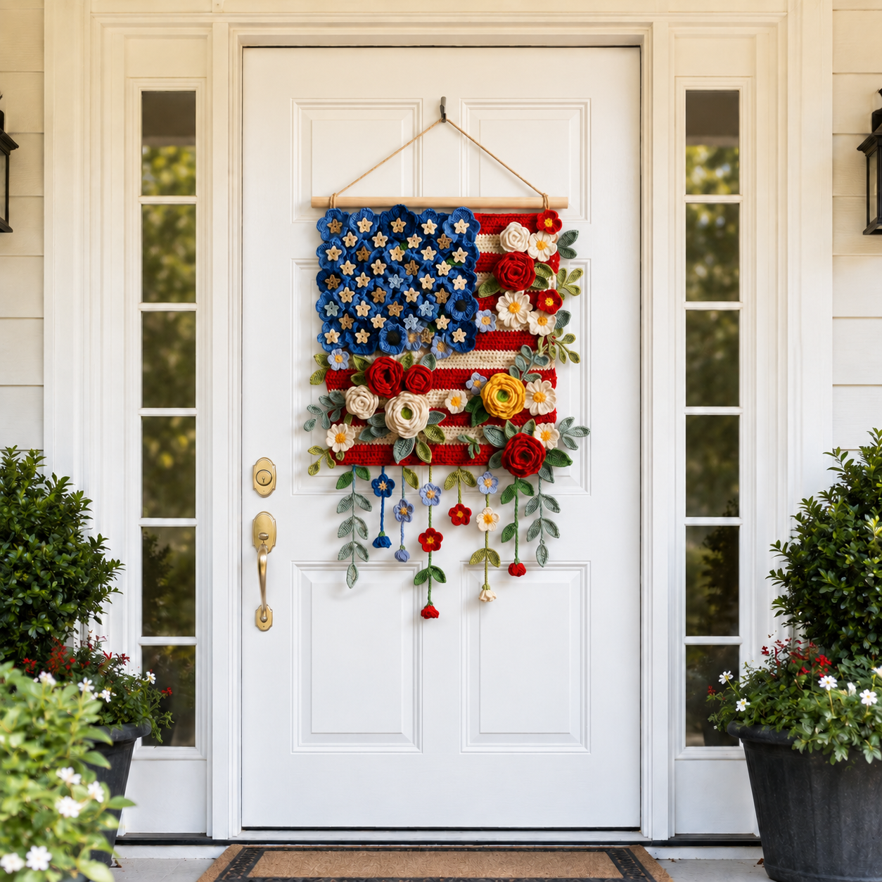 Patriotic Floral Crochet Wall Hanging