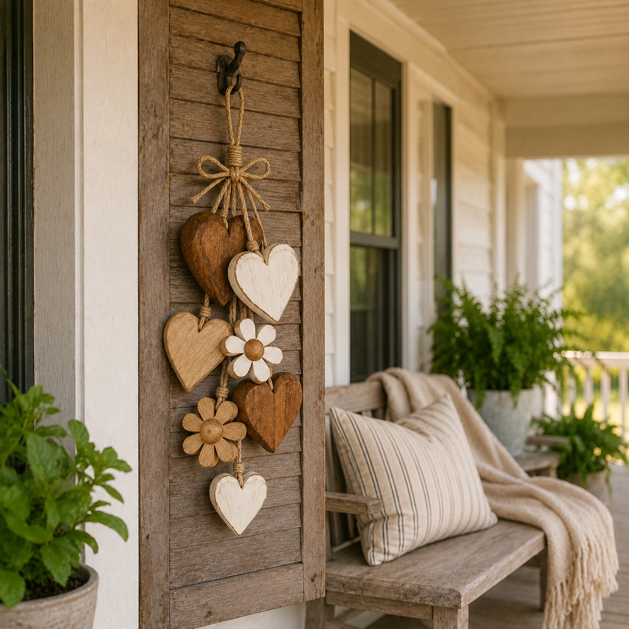 Rustic Wooden Heart & Daisy Wall Hanging