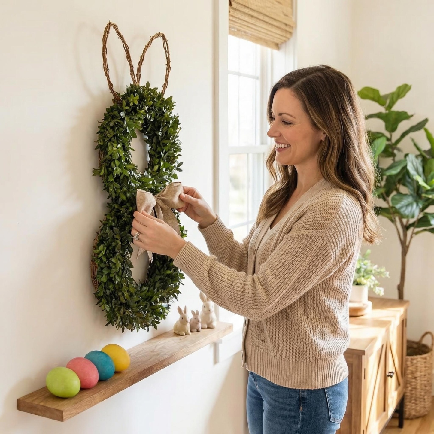 Perfect Rabbit-Shaped Spring Wreath