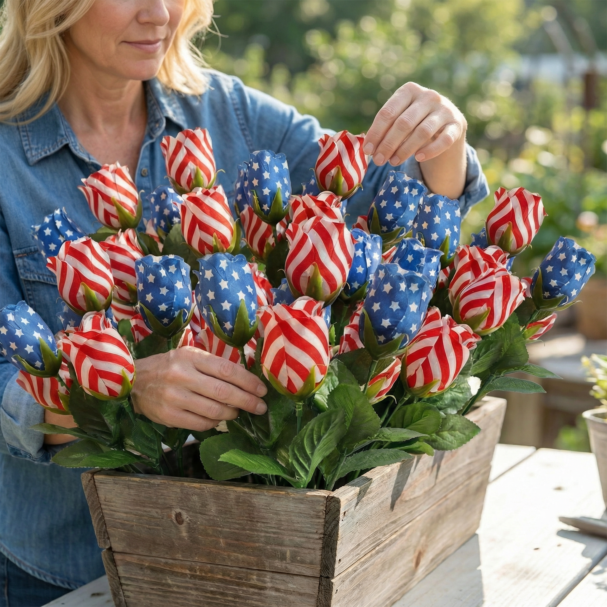 Silk Patriotic Tulip Flowers Bouquet