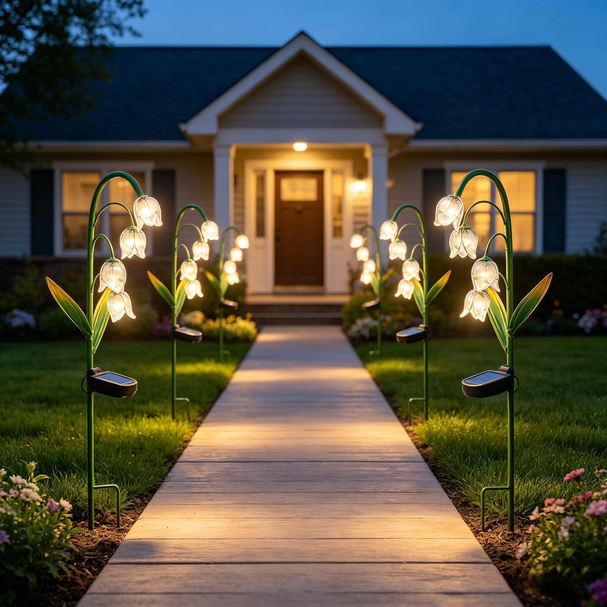 Artisanal Glass Lily of the Valley Solar Stakes