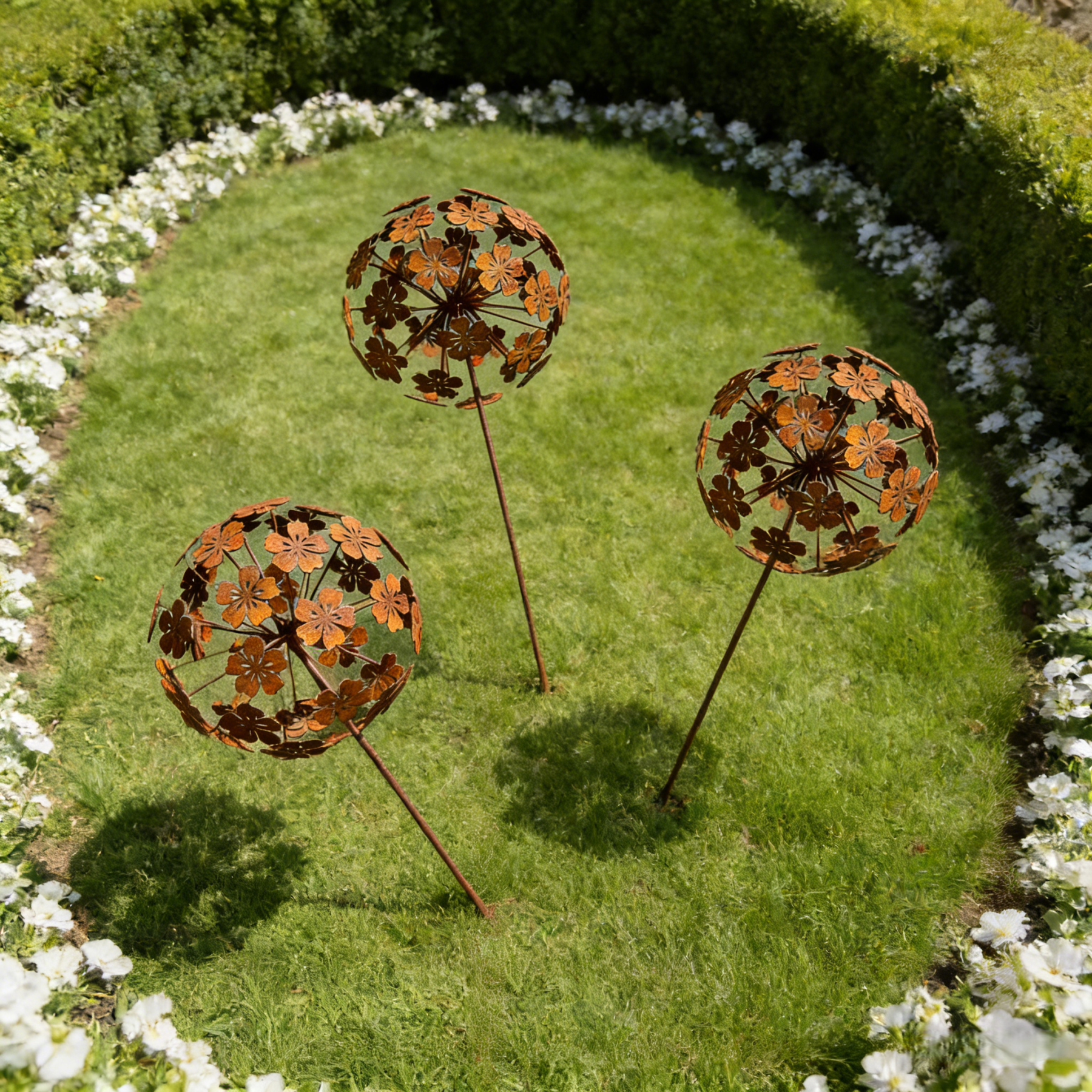 Vintage Iron Sphere Dandelion Garden Sculptures