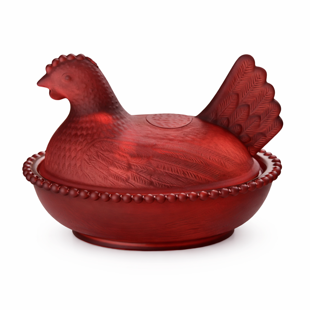 Elegant And Durable Chicken-Shaped Crystal Glass Storage Jar