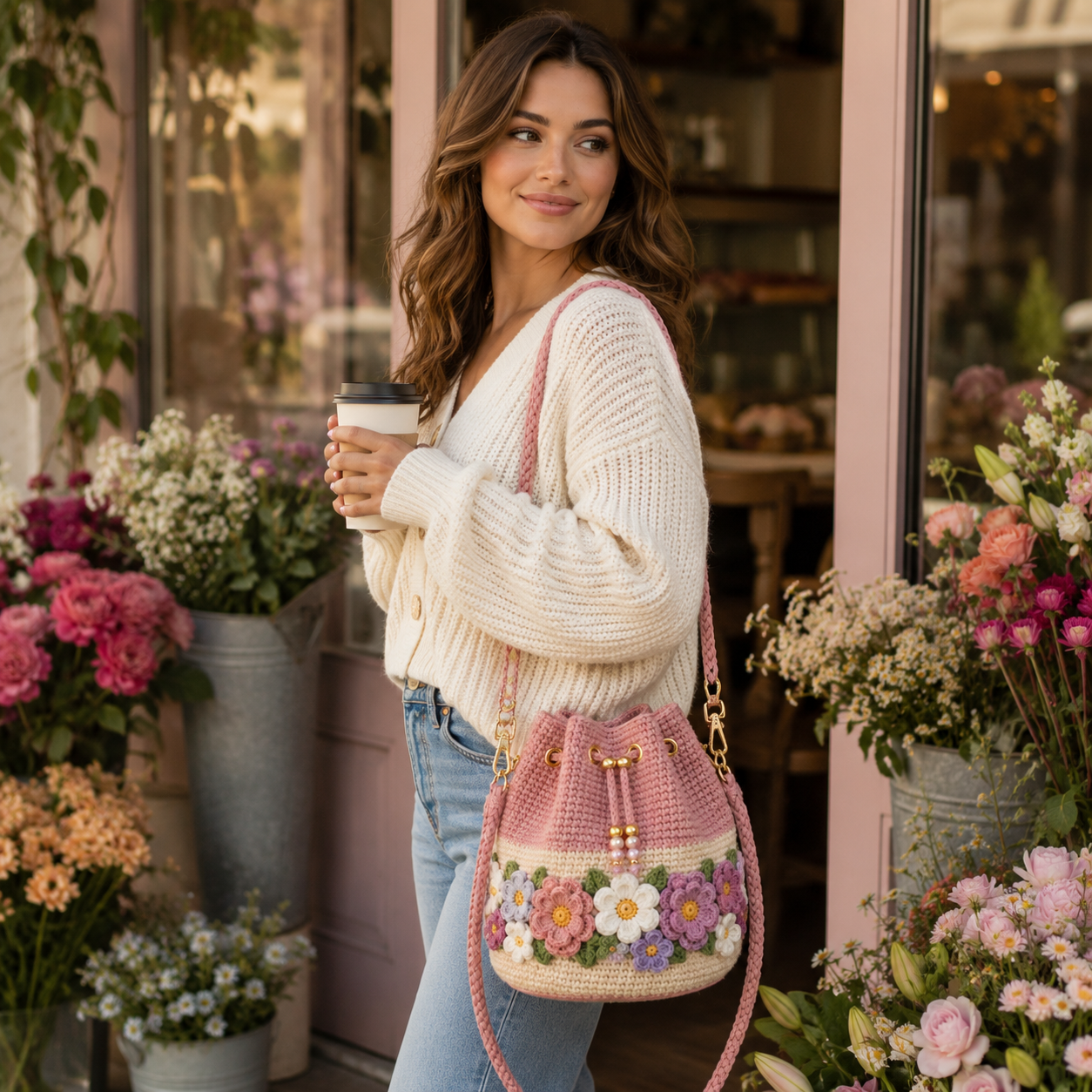 Bloom Garden Crochet Flower Bucket Bag