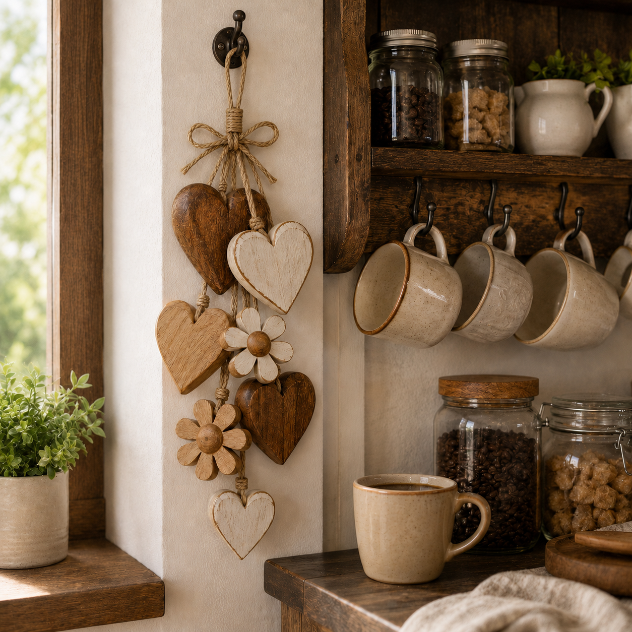 Rustic Wooden Heart & Daisy Wall Hanging