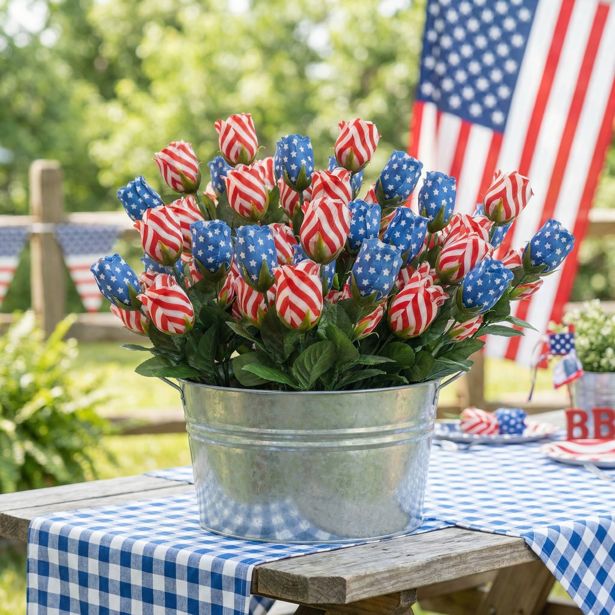 Silk Patriotic Tulip Flowers Bouquet