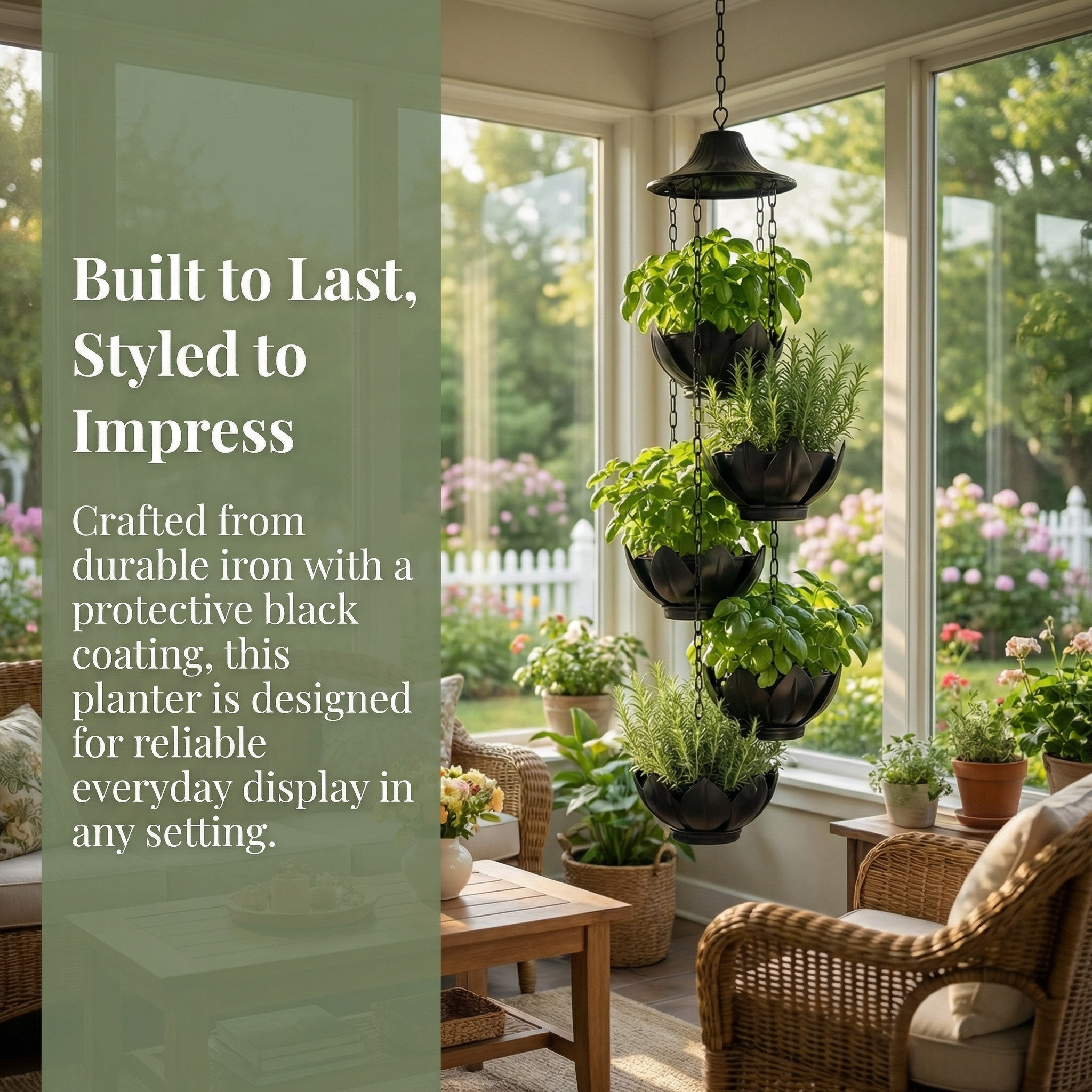 Hanging Black Iron Planter Basket