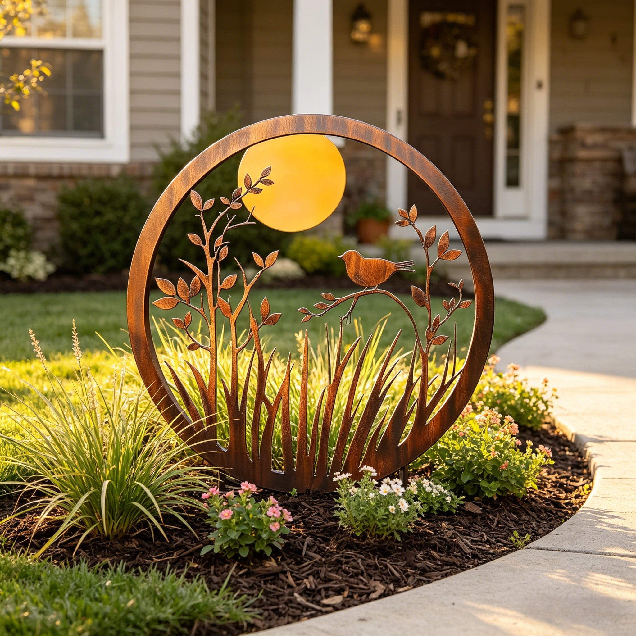 Moonlit Bird Metal Garden Sculpture