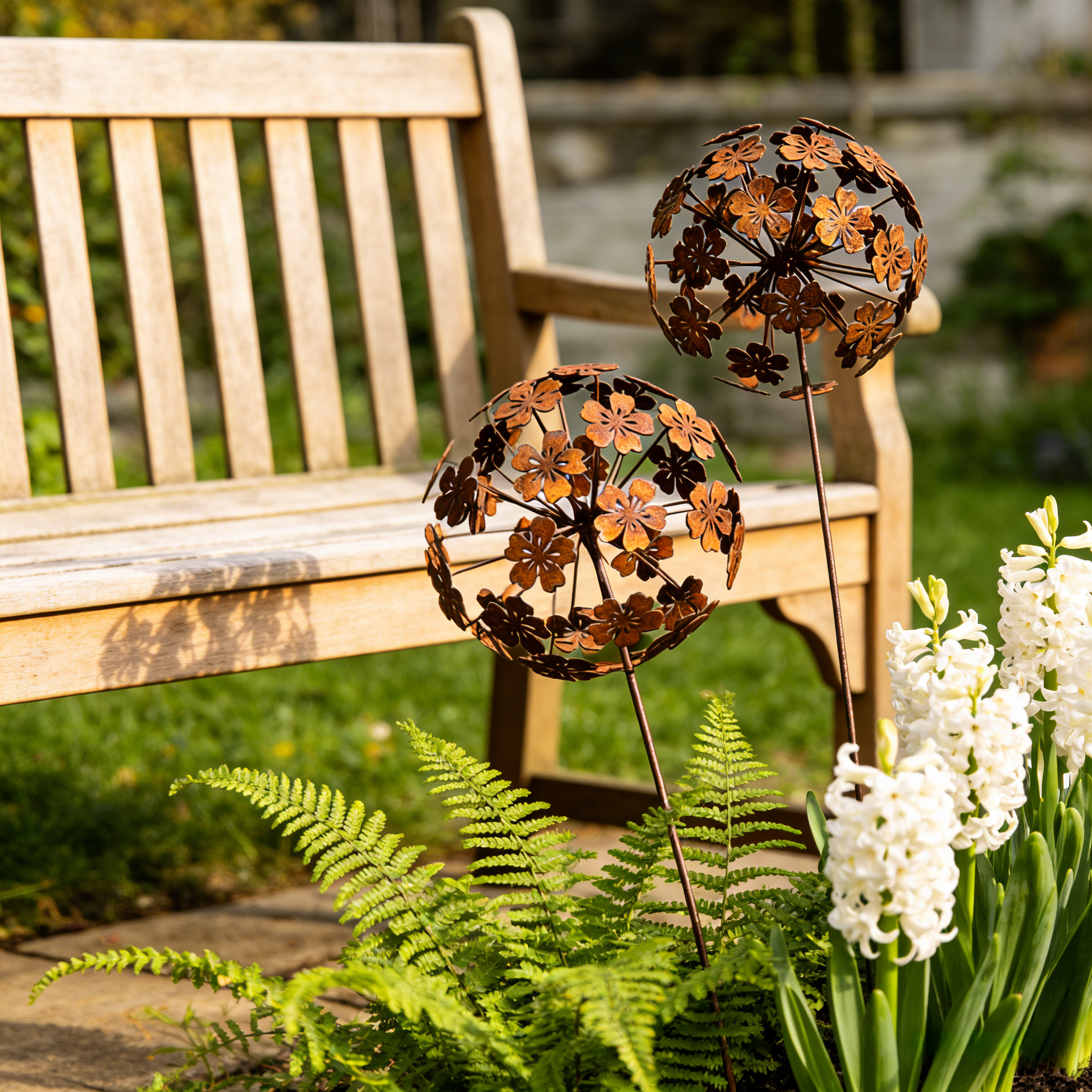 Vintage Iron Sphere Dandelion Garden Sculptures