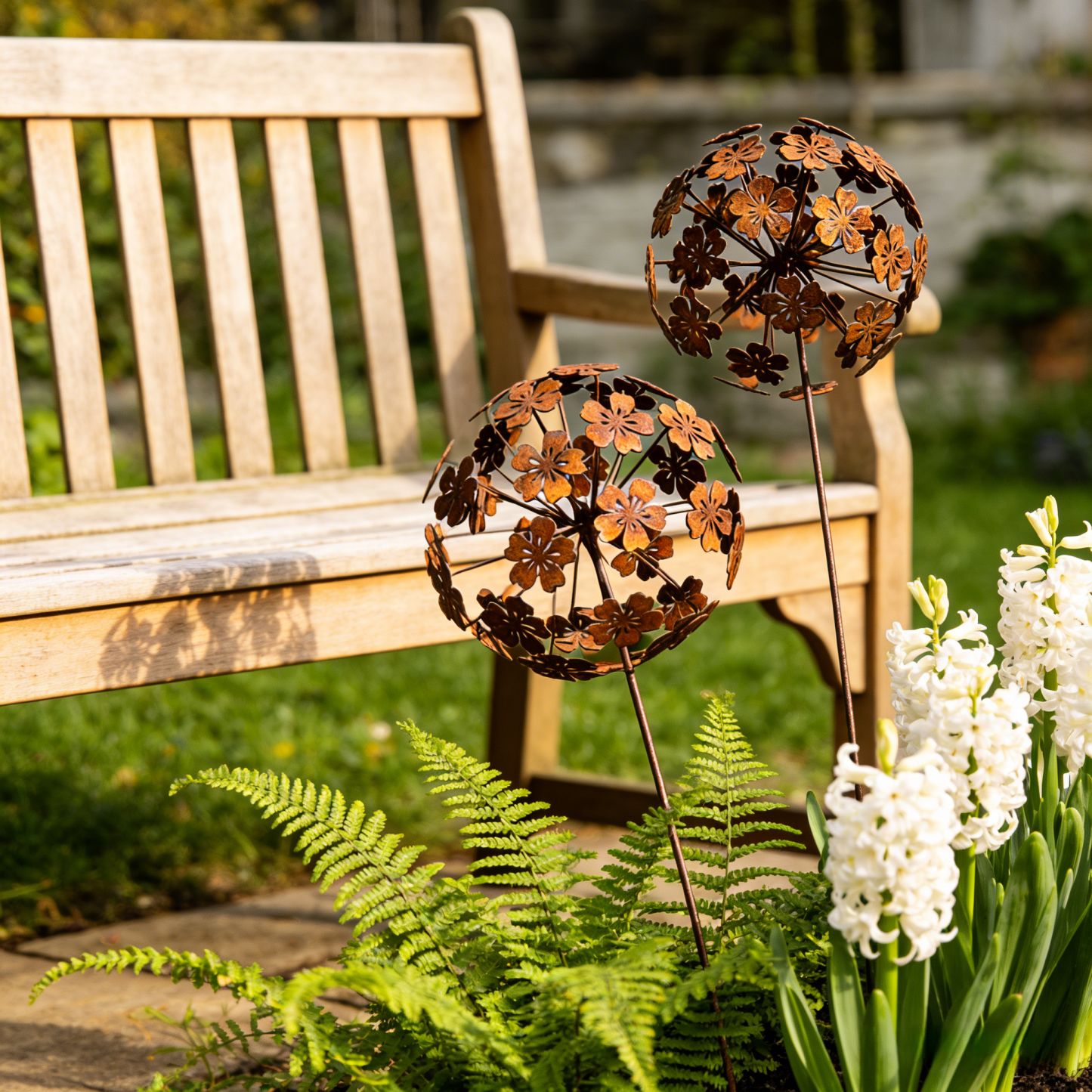 Vintage Iron Sphere Dandelion Garden Sculptures
