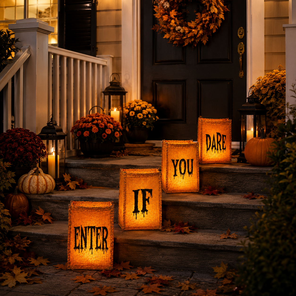 Enter If You Dare Lighted Luminaries – Set of 4