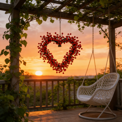 Red Berries Heart-Shaped Wreath