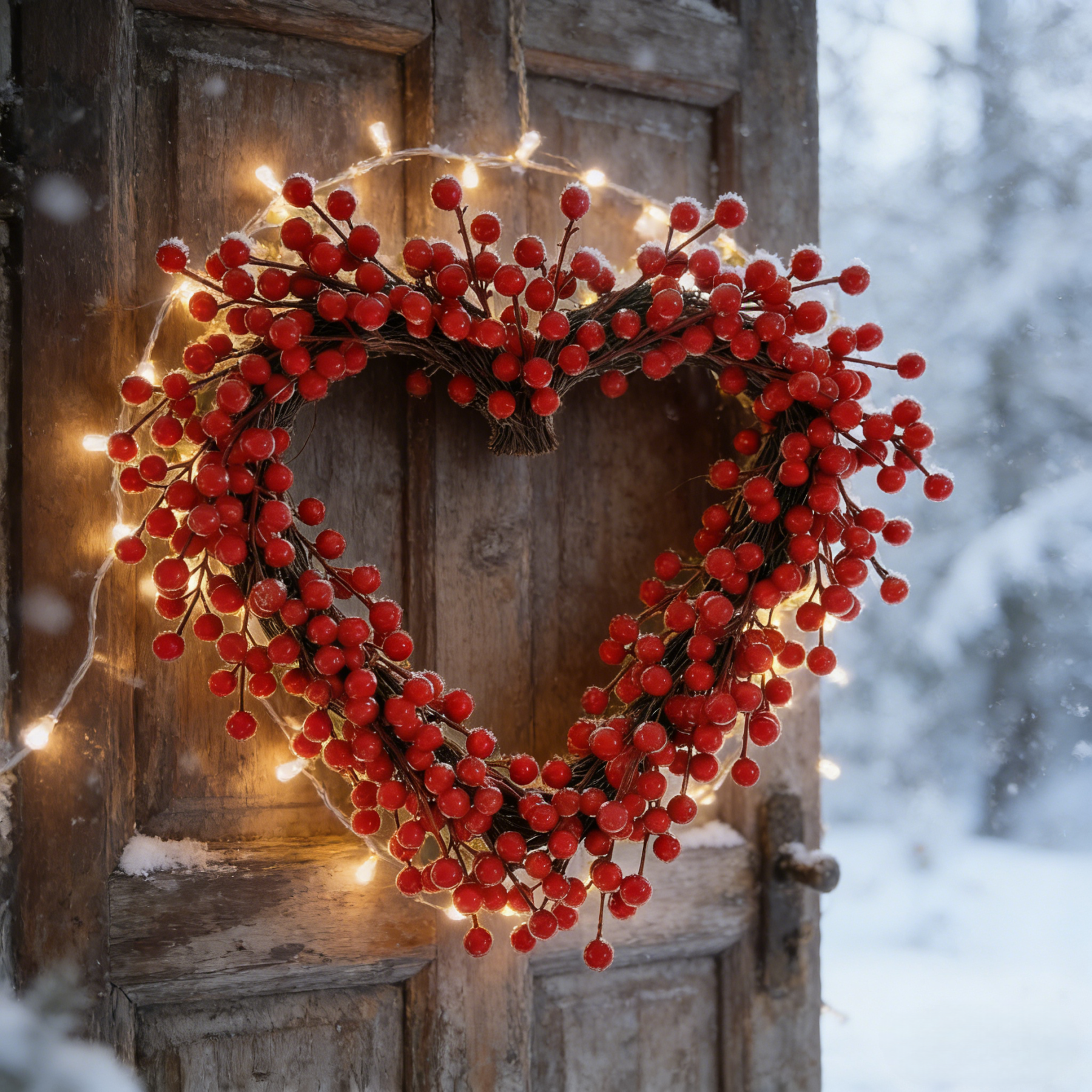 Red Berries Heart-Shaped Wreath