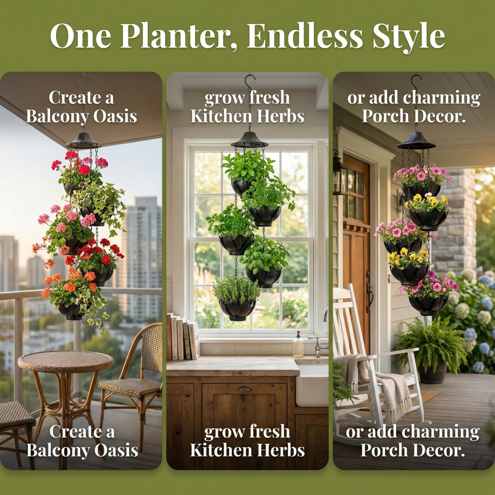 Hanging Black Iron Planter Basket