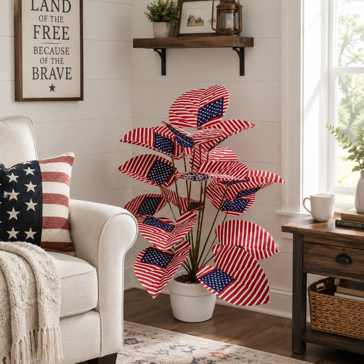 Patriotic Faux Plant Decor for Porch & Entryway