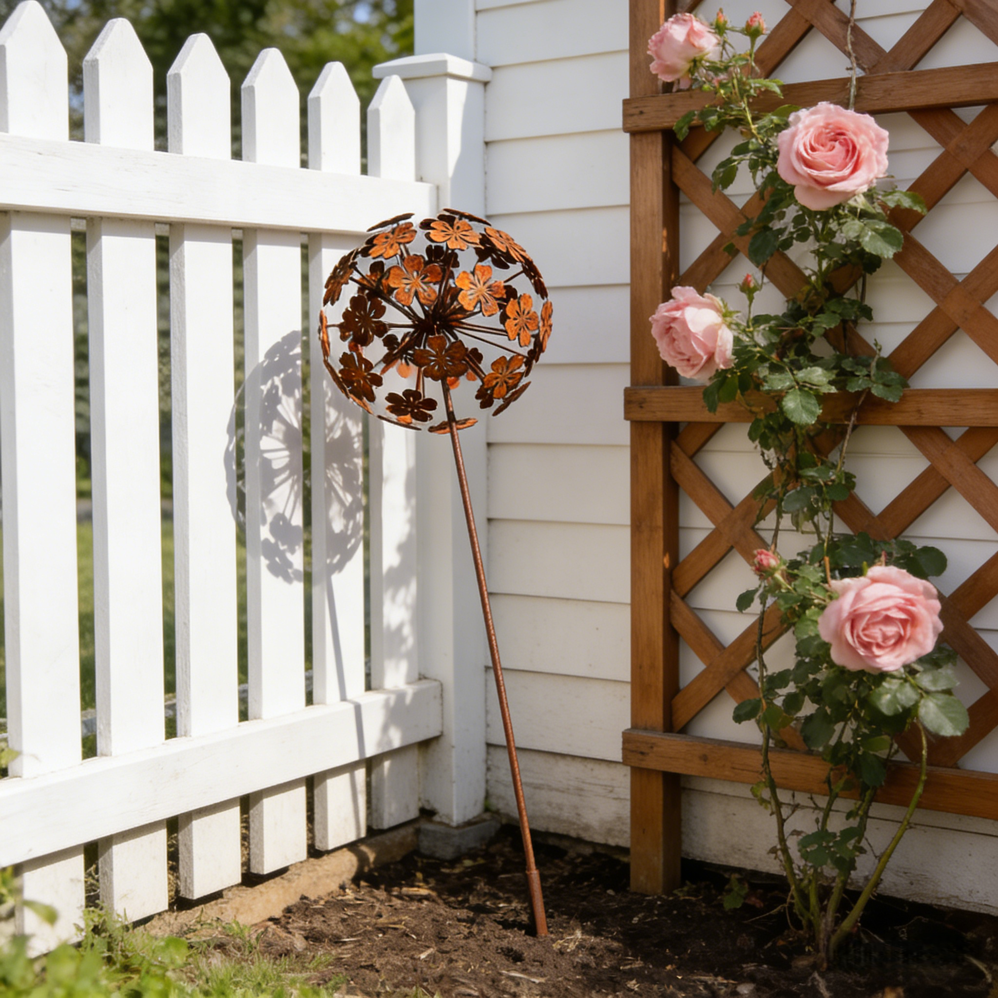 Vintage Iron Sphere Dandelion Garden Sculptures
