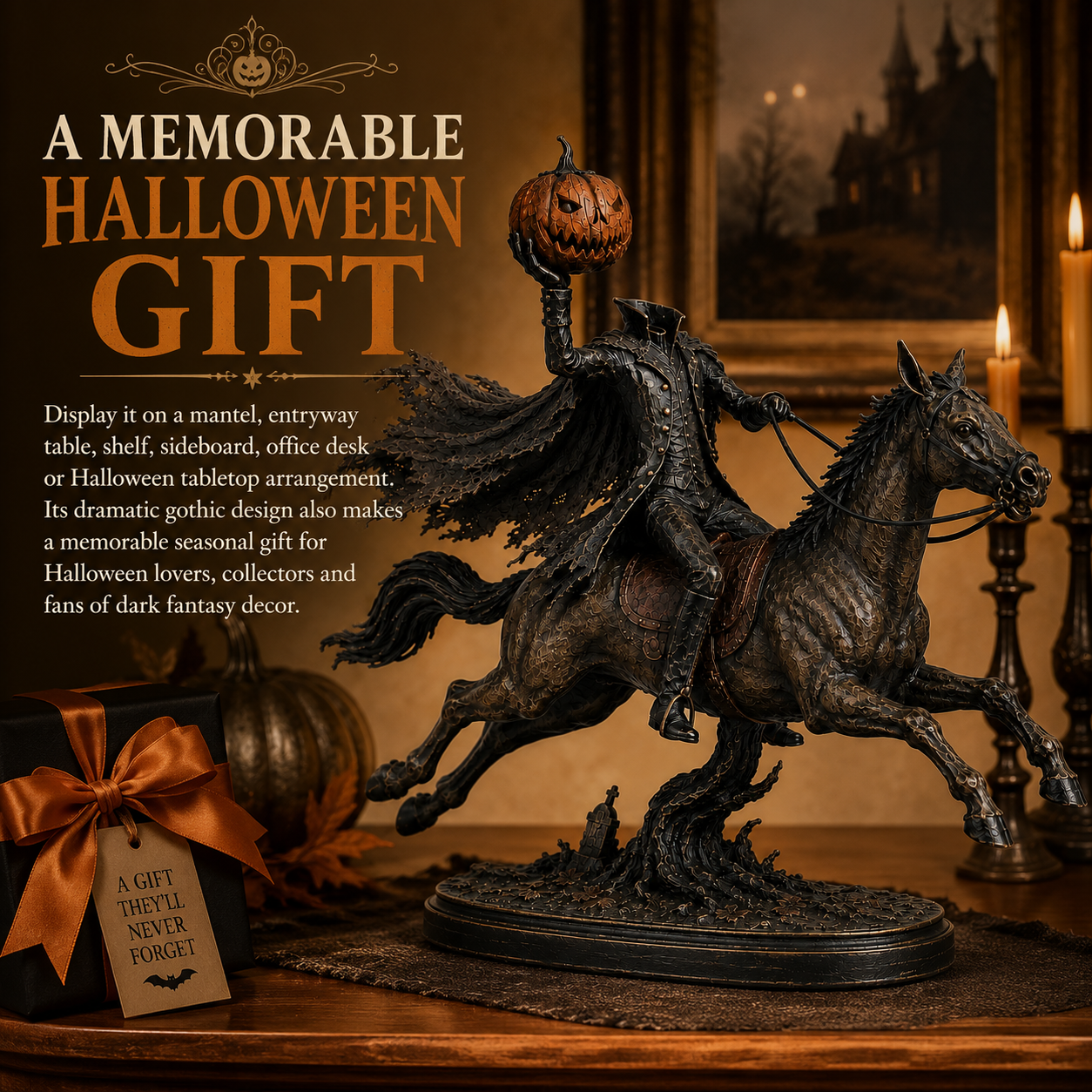 Lighted Headless Horseman Statue