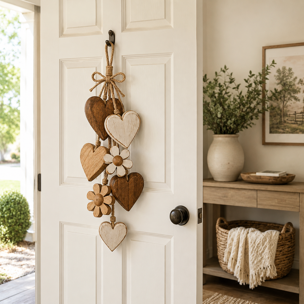 Rustic Wooden Heart & Daisy Wall Hanging