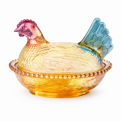 Elegant And Durable Chicken-Shaped Crystal Glass Storage Jar