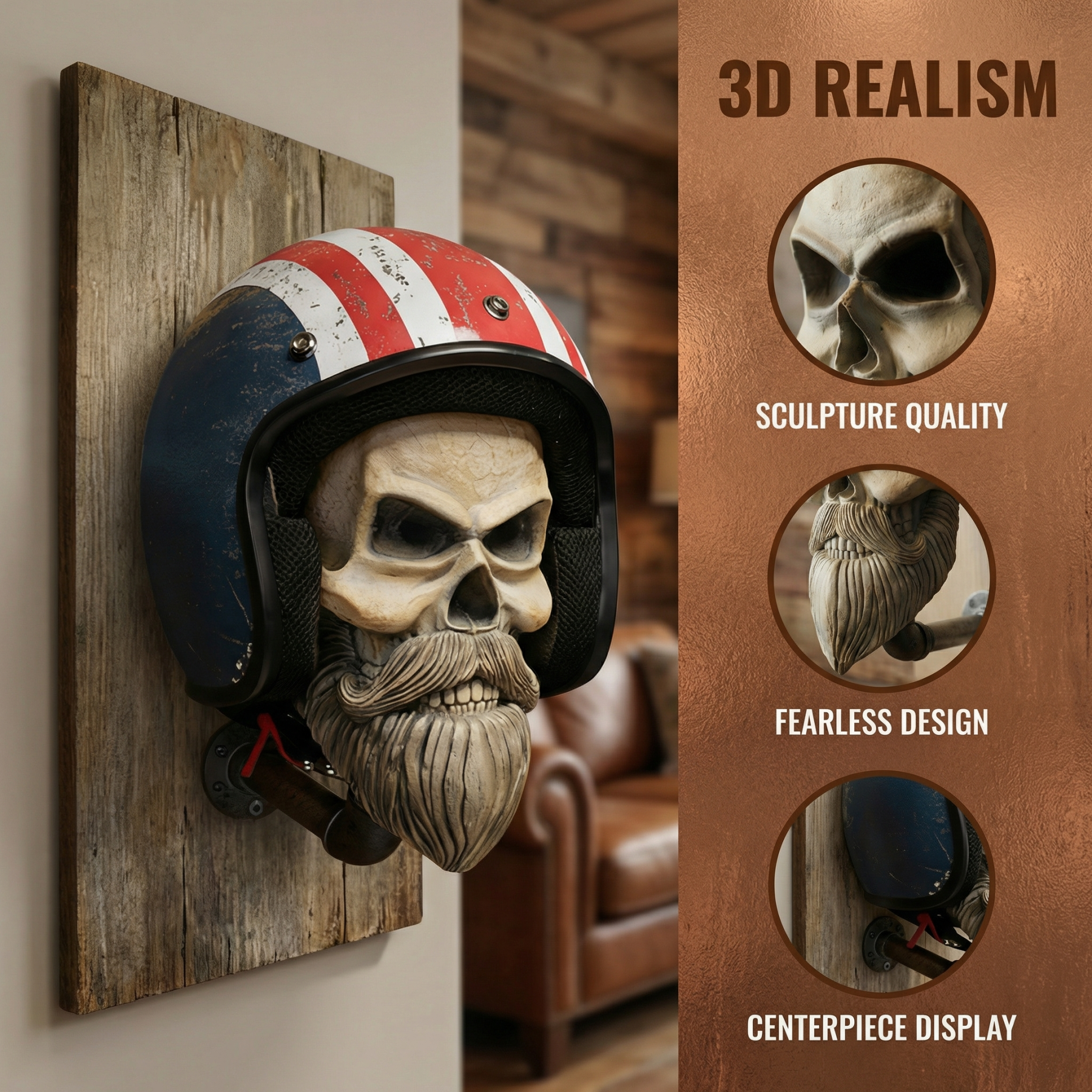 Skull Wall Sculpture Helmet Pendant Mask