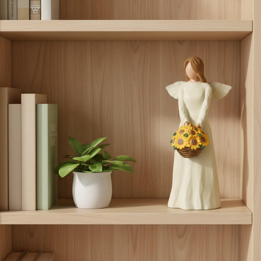 Guardian Angel Figurine Statue with Sunflower
