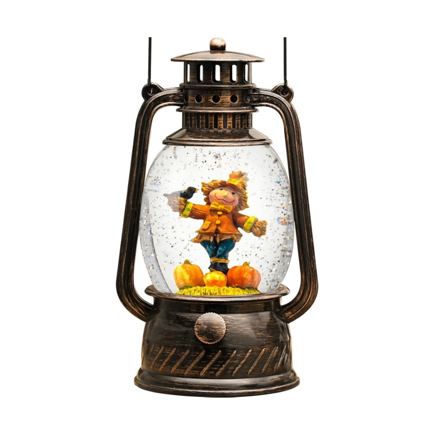 Light Up Scarecrow Snow Globe Lantern