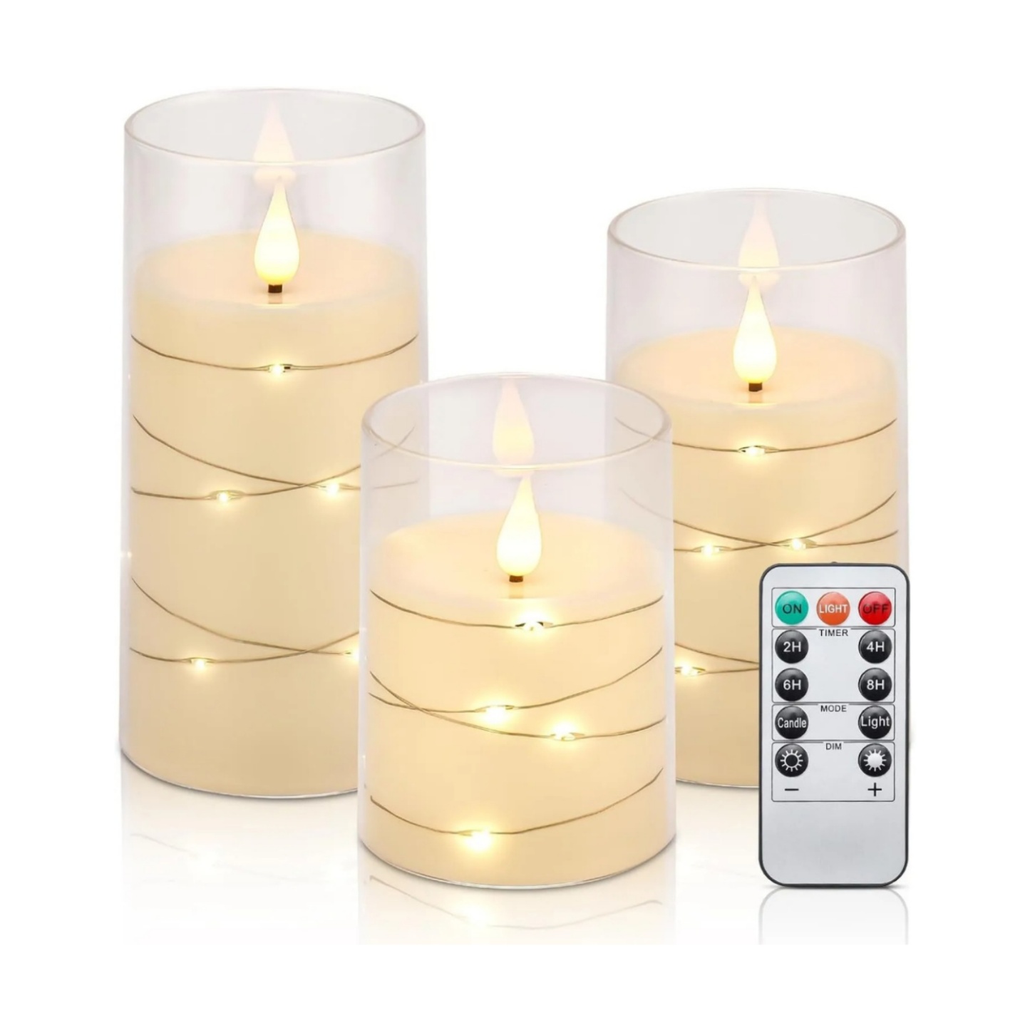 Flameless Candles with Embedded Star String Fairy Lights