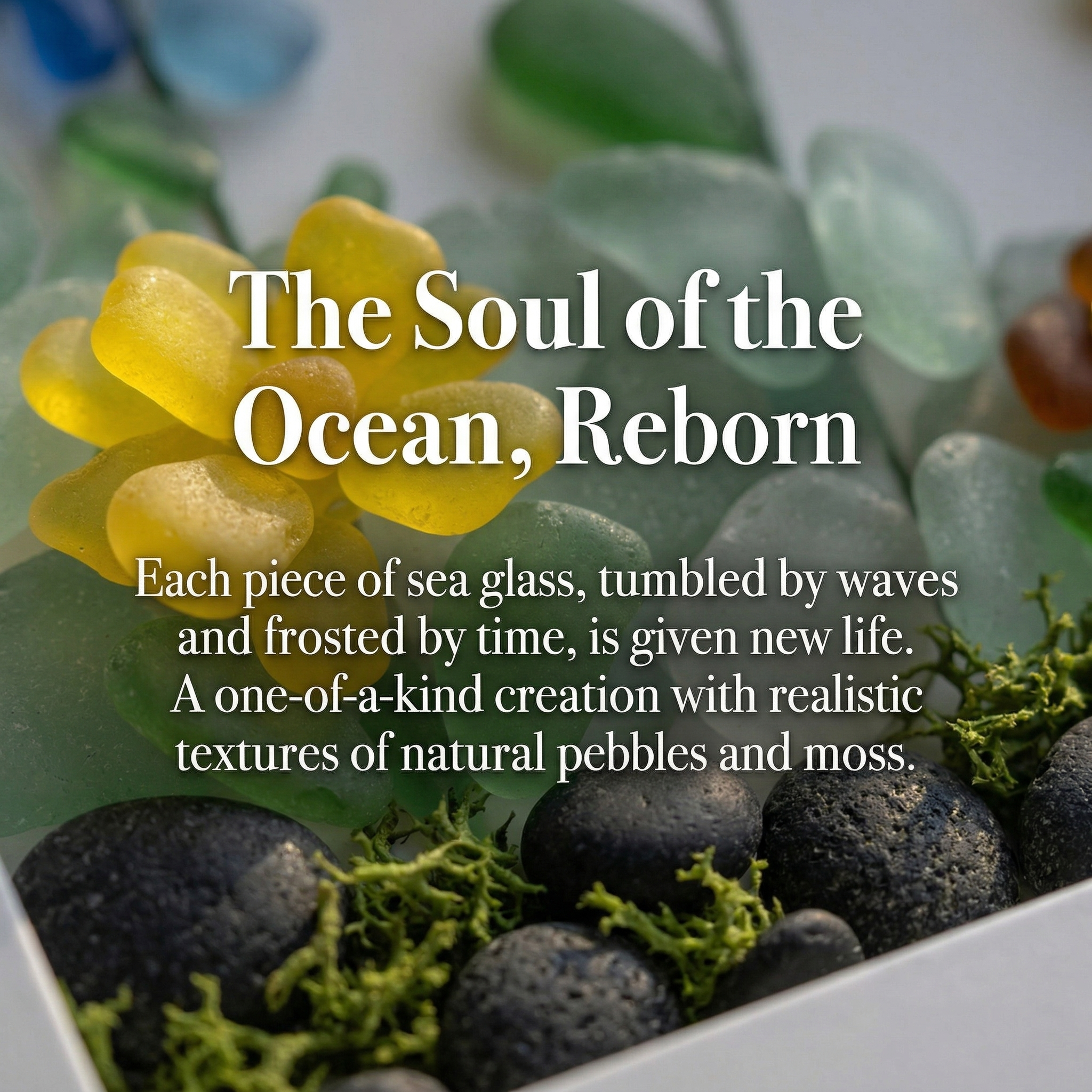 Handmade Beach Glass Flower Garden Picture