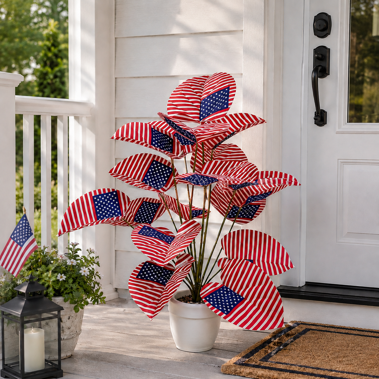Patriotic Faux Plant Decor for Porch & Entryway