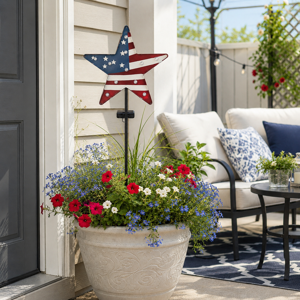 Solar Patriotic Star Garden Stake Light