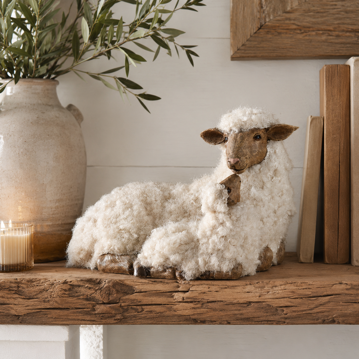 Farmhouse Mother Sheep & Baby Lamb Figurine