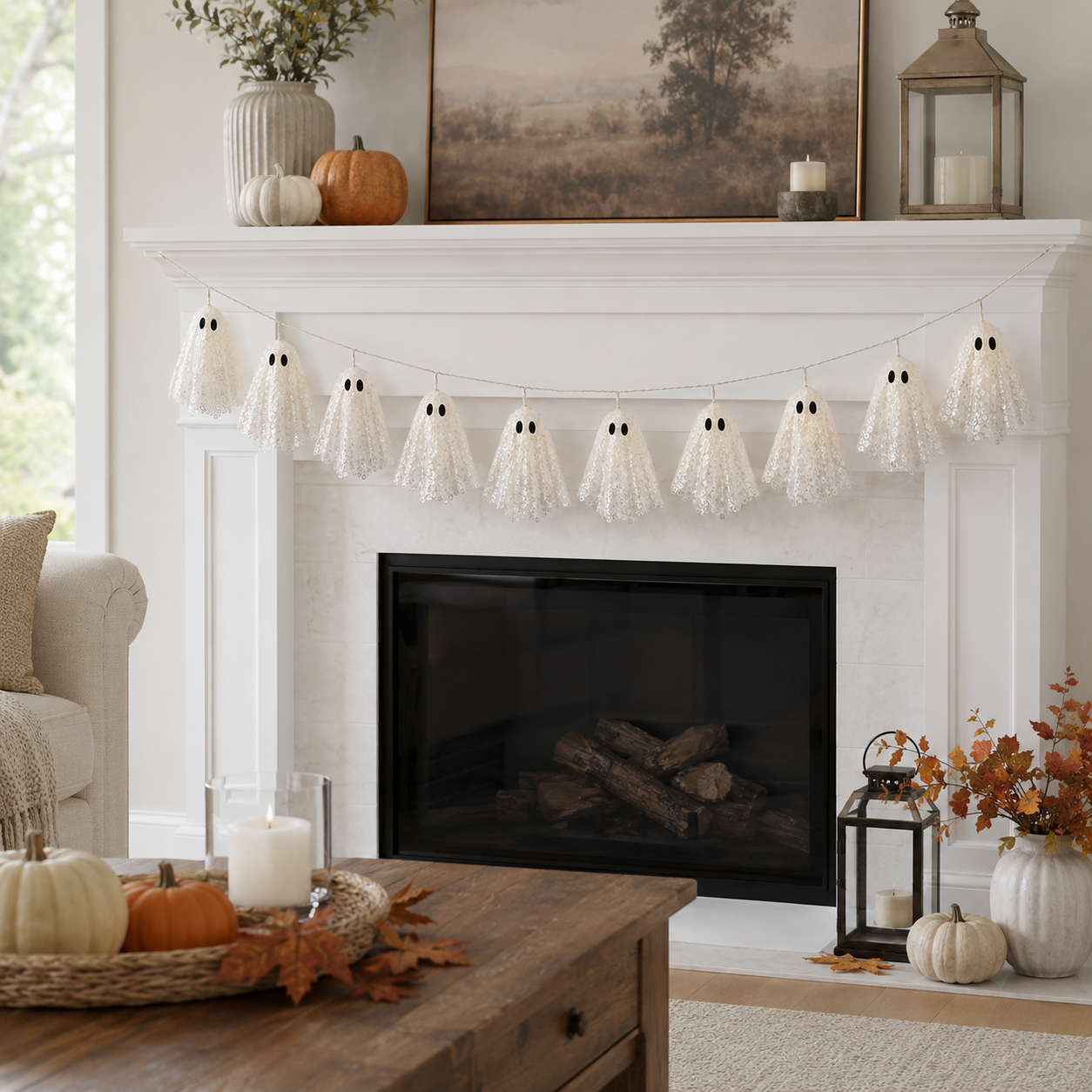 Lighted Lace Ghost Garland