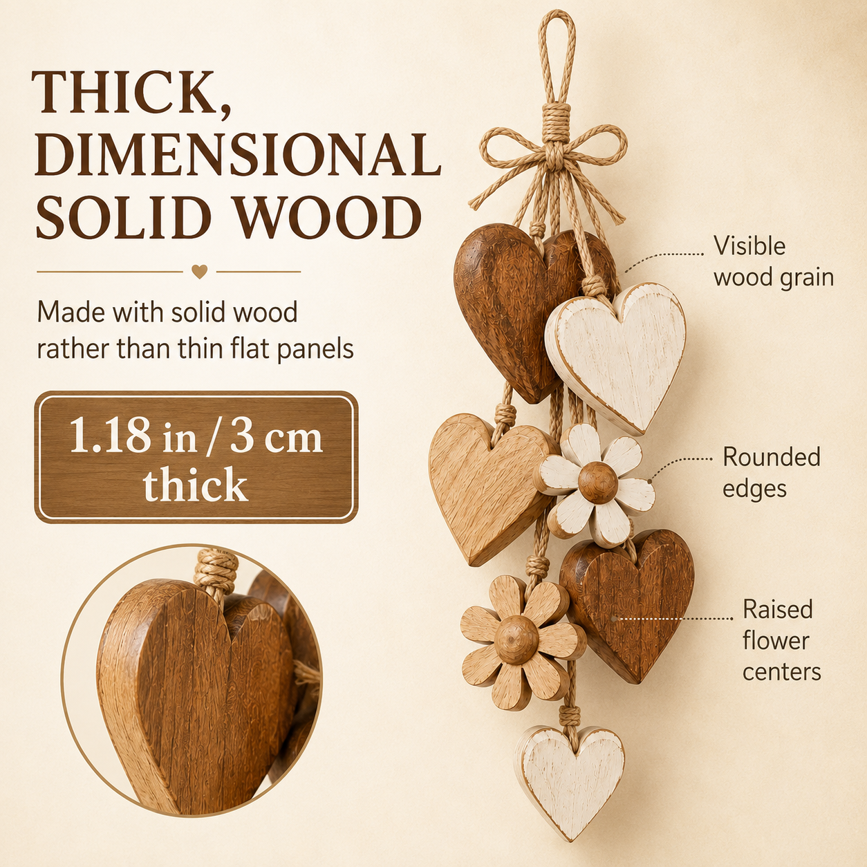 Rustic Wooden Heart & Daisy Wall Hanging
