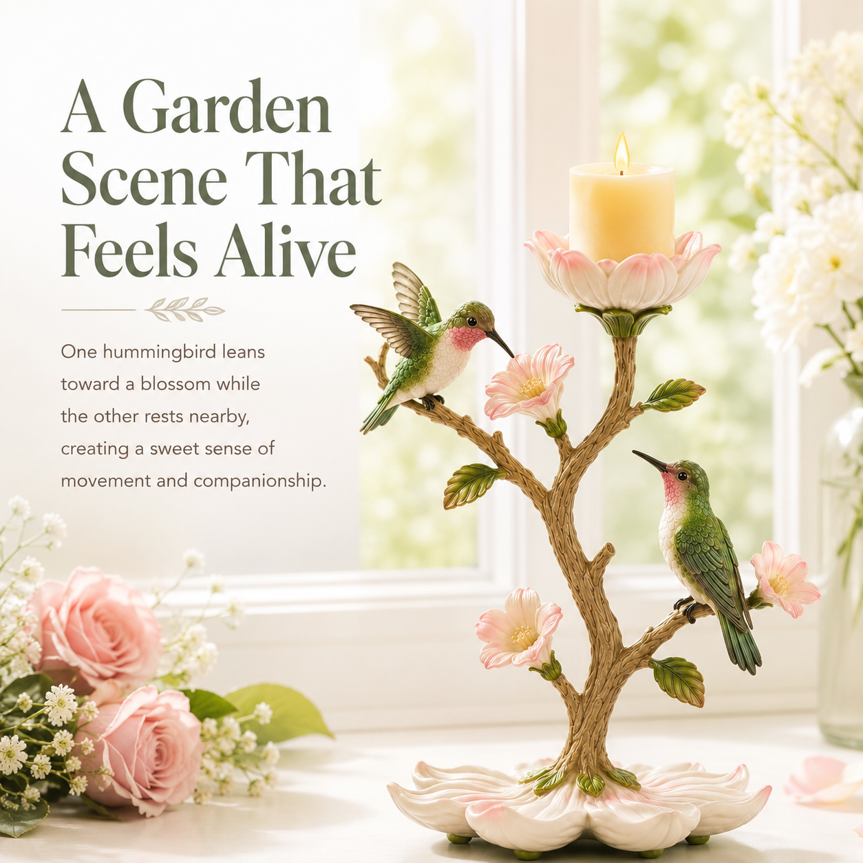 Hummingbird Garden LED Candle Decor