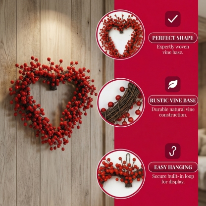 Red Berries Heart-Shaped Wreath
